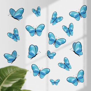Sticker Nuée Papillons Bleus