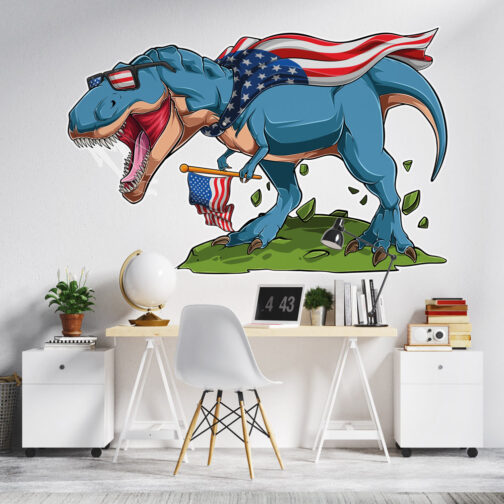 Sticker T-Rex Patriote Américain
