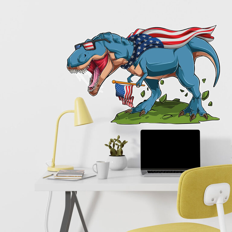 Sticker T-Rex Patriote Américain | Animaux | StickerDeco.fr
