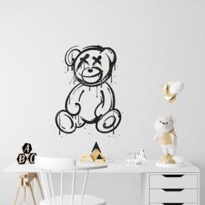 Sticker Teddy Graffiti Monochrome