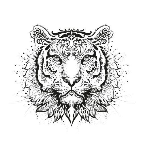 Sticker Tigre Ornement Monochrome