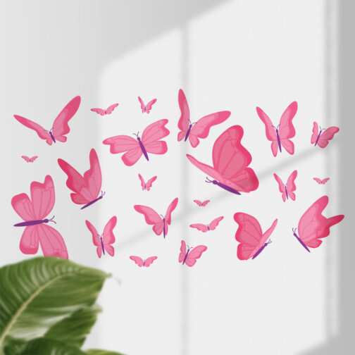 Sticker Essaim Papillons Rosé