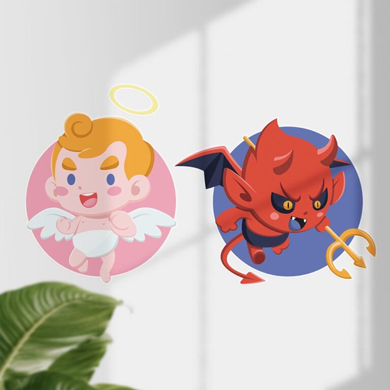 Sticker Ange Et Diablotin | Stickers Cartoons | Stickerdeco.fr