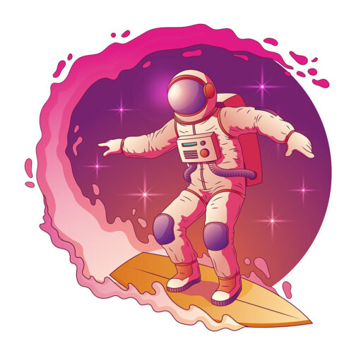 Sticker Astronaute Surfeur Cosmique