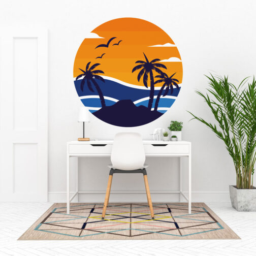 Sticker Coucher De Soleil Palmier