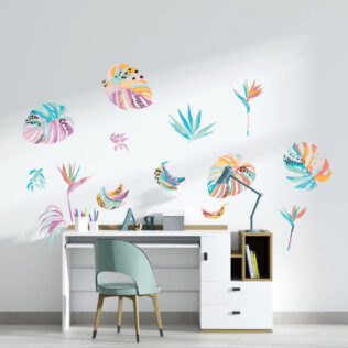 Sticker Feuilles Tropicales Fantaisie