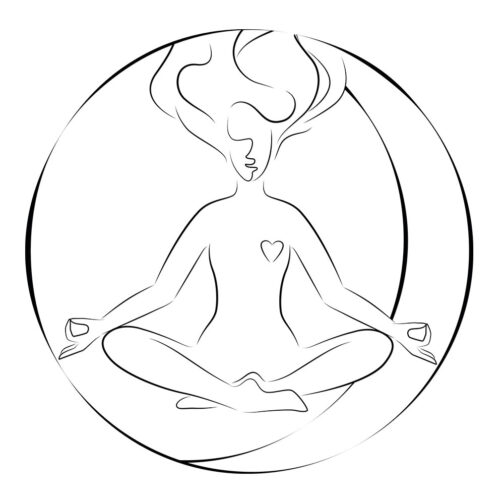 Sticker Méditation Lunaire Line Art