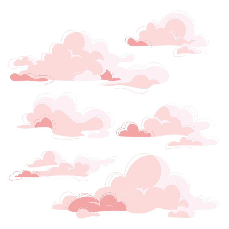 Stickers Muraux Nuages Roses Fluorescents - Lot De 2 - Déco Chambre Enfant, Salon - Effet Veilleuse La Nuit