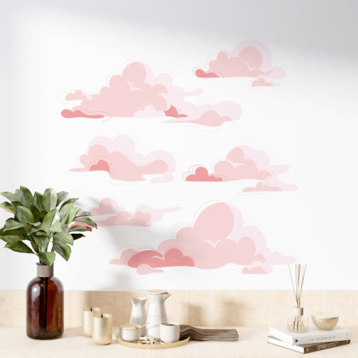 Sticker Nuages Coton Rose