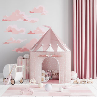 Sticker Nuages Coton Rose