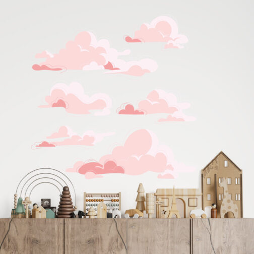 Sticker Nuages Coton Rose