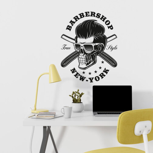 Sticker Skullbarber Monochrome