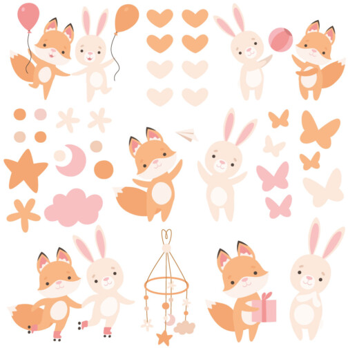 Sticker Doudous Lapin et Renard