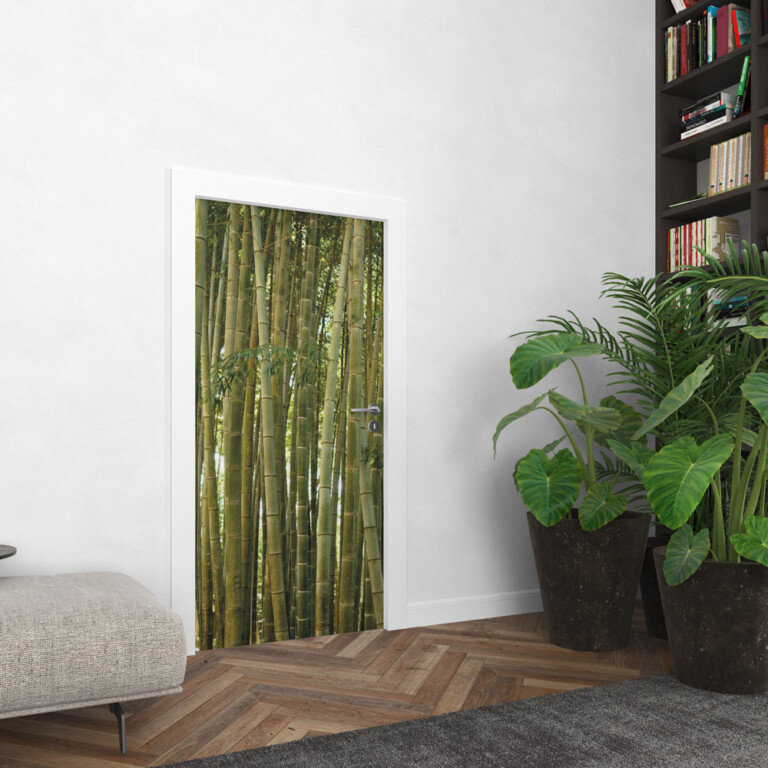 Sticker Porte Bambou Chinois 3D 77x200cm - Autocollant Poster Auto-Adhésif Pour Décoration Intérieure