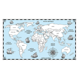 Sticker Carte Du Monde Vintage