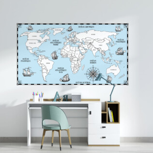 Sticker Carte Du Monde Vintage