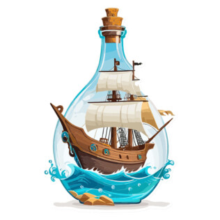 Sticker Bateau Pirate En Bouteille