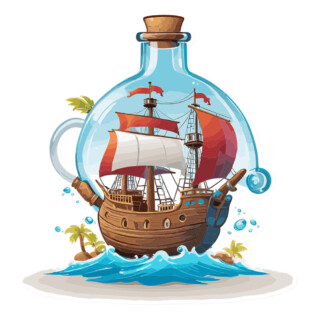Sticker Galion En Bouteille