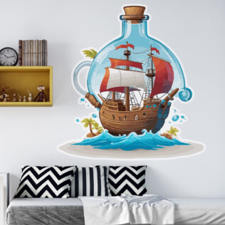 Sticker Galion En Bouteille