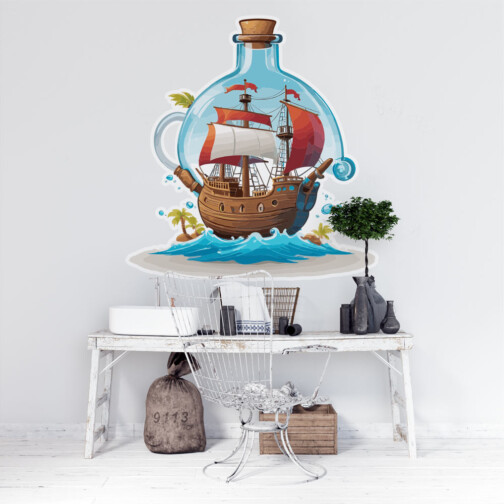 Sticker Galion En Bouteille