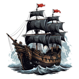 Sticker Navire Pirate Pavillon Noir