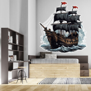 Sticker Navire Pirate Pavillon Noir