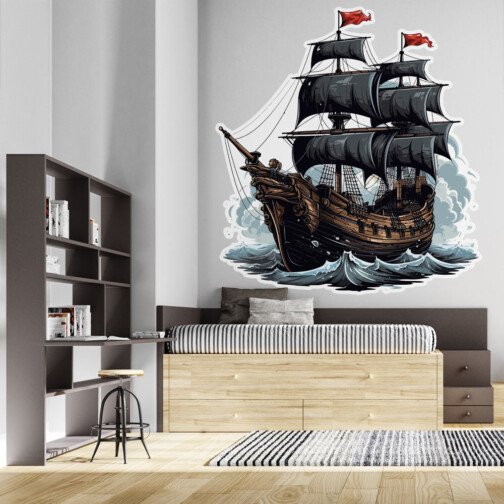 Sticker Navire Pirate Pavillon Noir