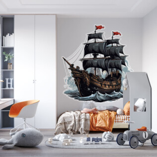 Sticker Navire Pirate Pavillon Noir