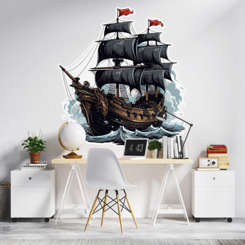 Sticker Navire Pirate Pavillon Noir
