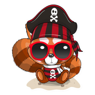 Sticker Panda Roux Pirate