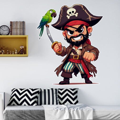 Sticker Pirate Et Perroquet