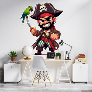 Sticker Pirate Et Perroquet