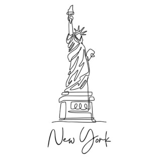 Sticker Statue De La Liberté Line Art