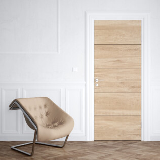 Sticker Porte Rainurée Bois Chene