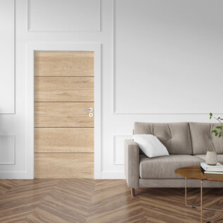 Sticker Porte Rainurée Bois Chene