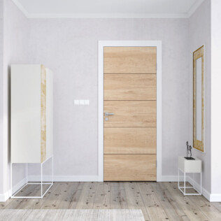 Sticker Porte Rainurée Bois Chene